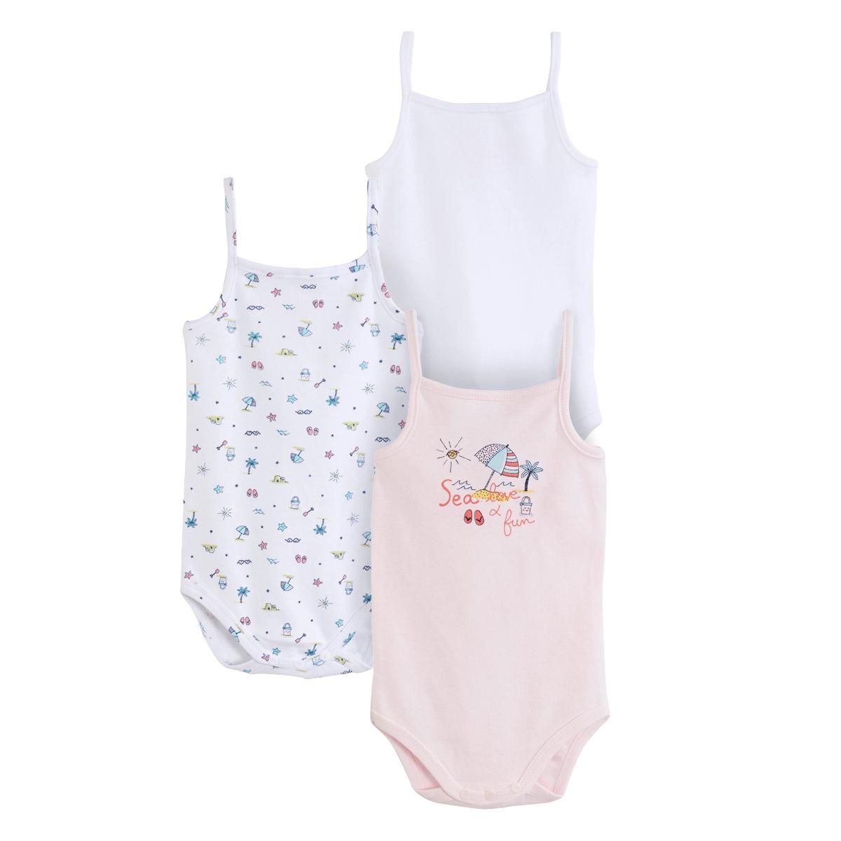 IN EXTENSO Lot de 3 bodies sans manches bébé fille