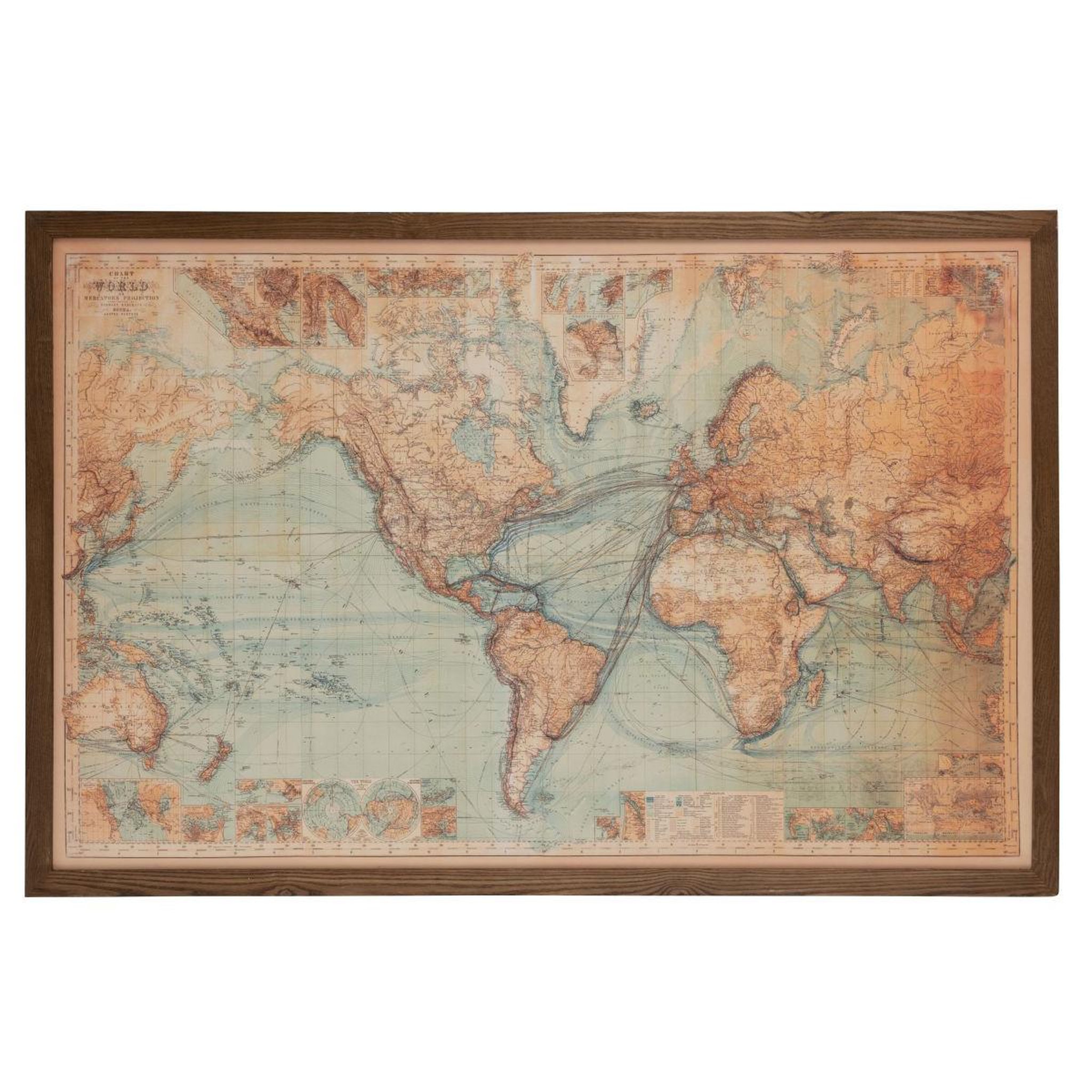 Voir la diapositive 2 : J-LINE Tableau carte du monde  led  116x175cm marron