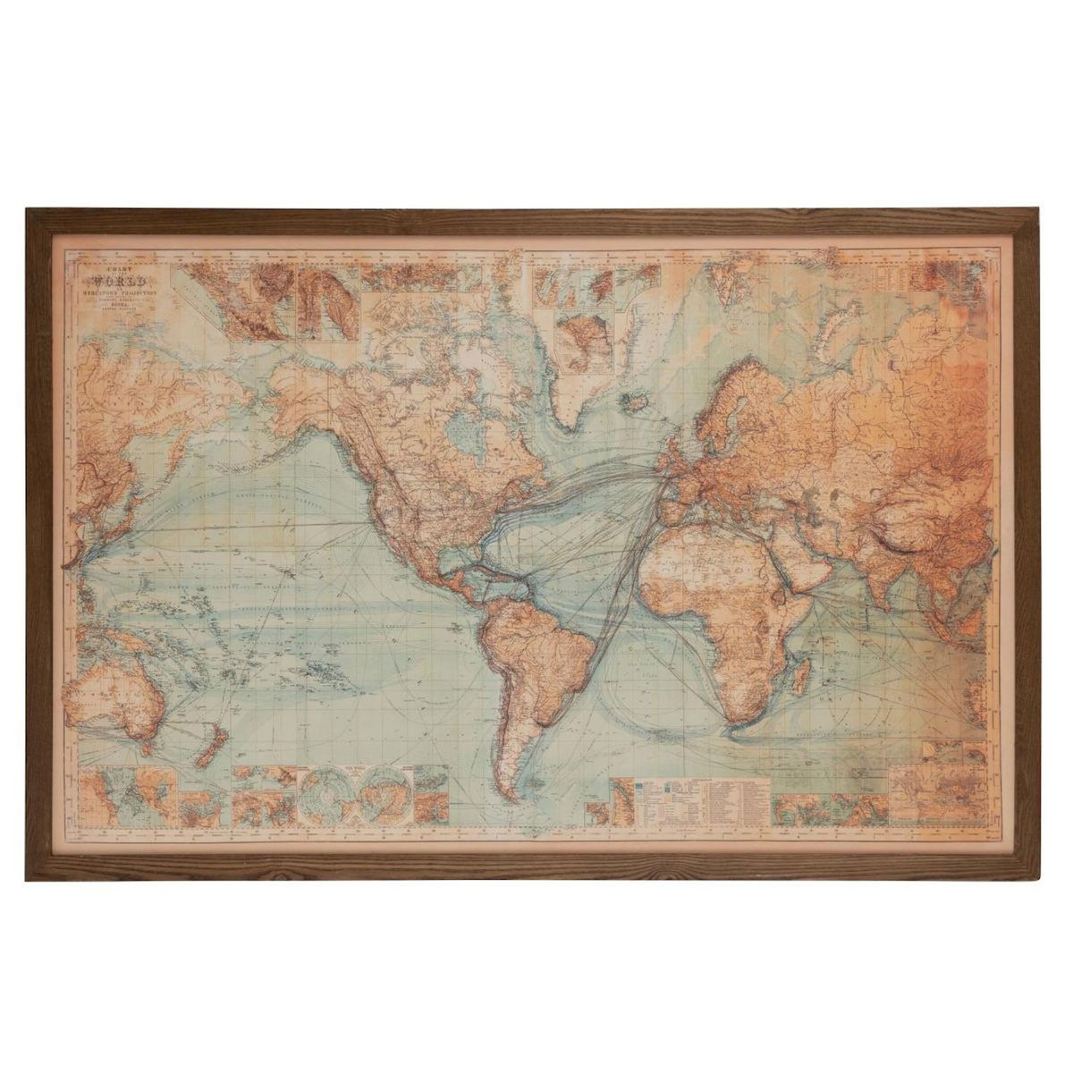 Paris Prix Tableau Carte du Monde  LED  116x175cm Marron