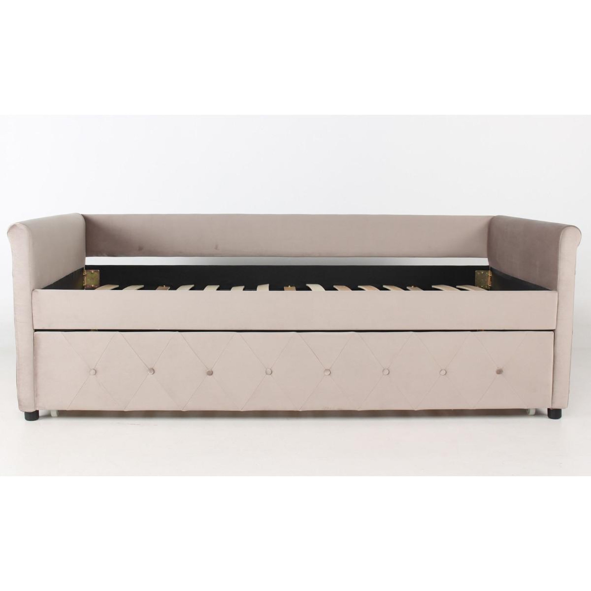 Voir la diapositive 2 : Paris Prix Lit gigogne capitonné  antille  90x190cm taupe