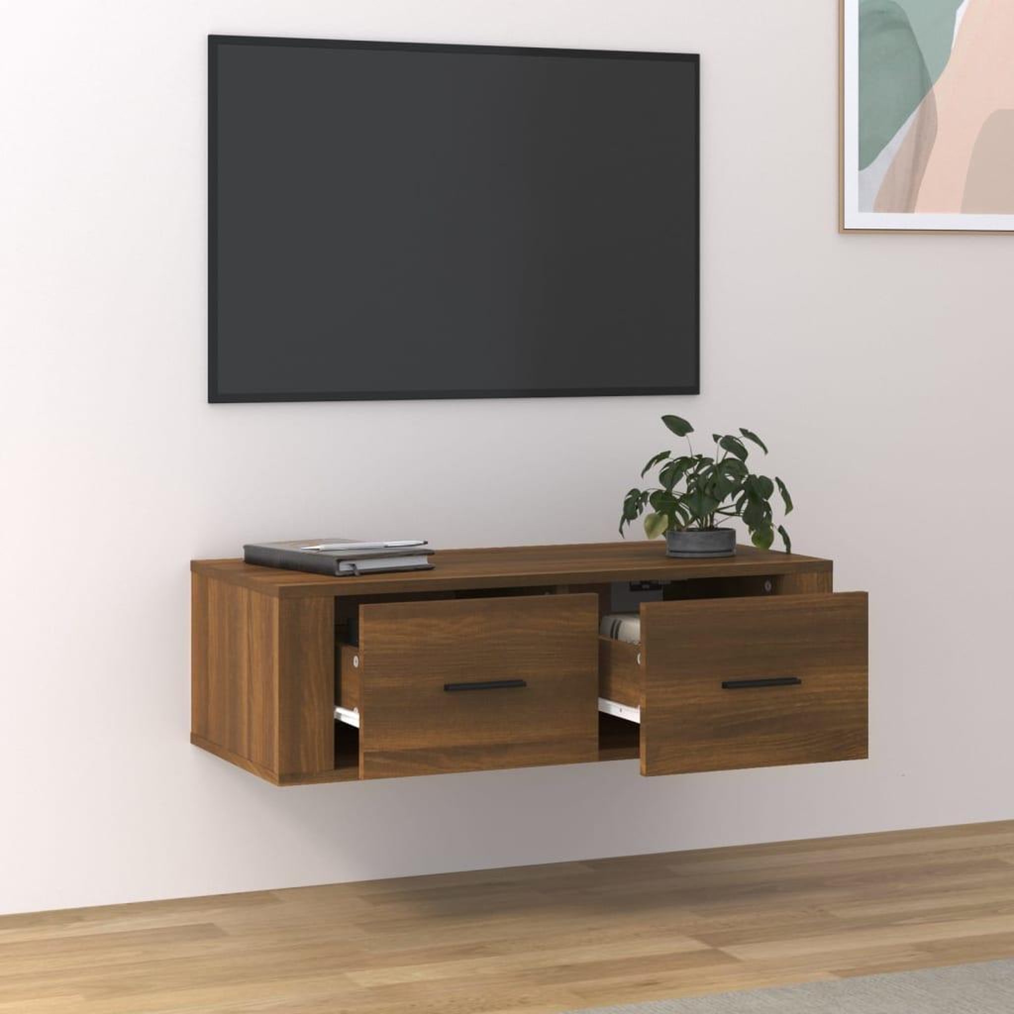 Voir la diapositive 3 : VIDAXL Armoire TV suspendue Chene marron 80x36x25 cm Bois d'ingenierie