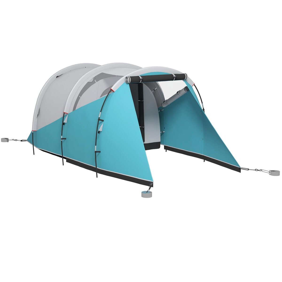 OUTSUNNY Tente de camping familiale 4-5 personnes - tente tunnel 2 portes fenêtres - dim. 4,6 x 2,6 x 1,9 m - bleu gris