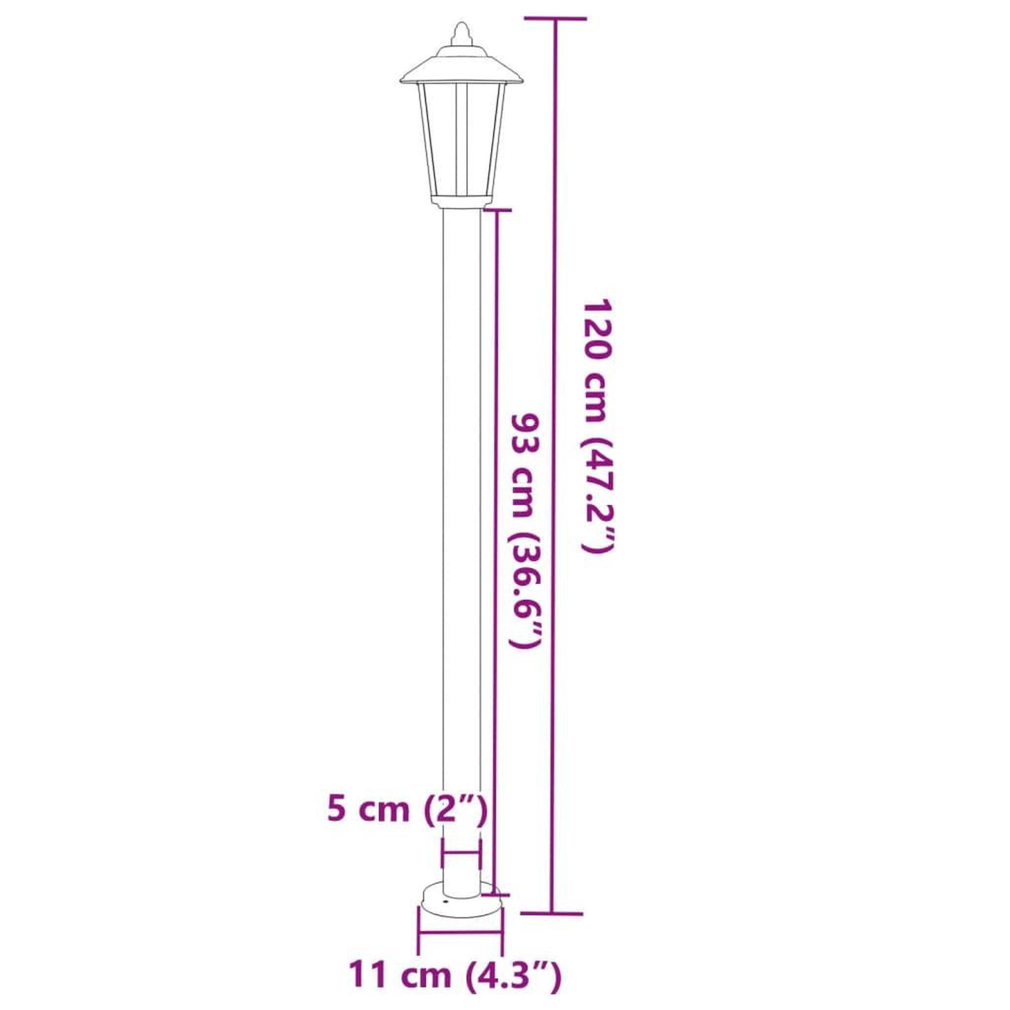Voir la diapositive 6 : VIDAXL Lampadaires d'exterieur 3 pcs noir 120 cm acier inoxydable