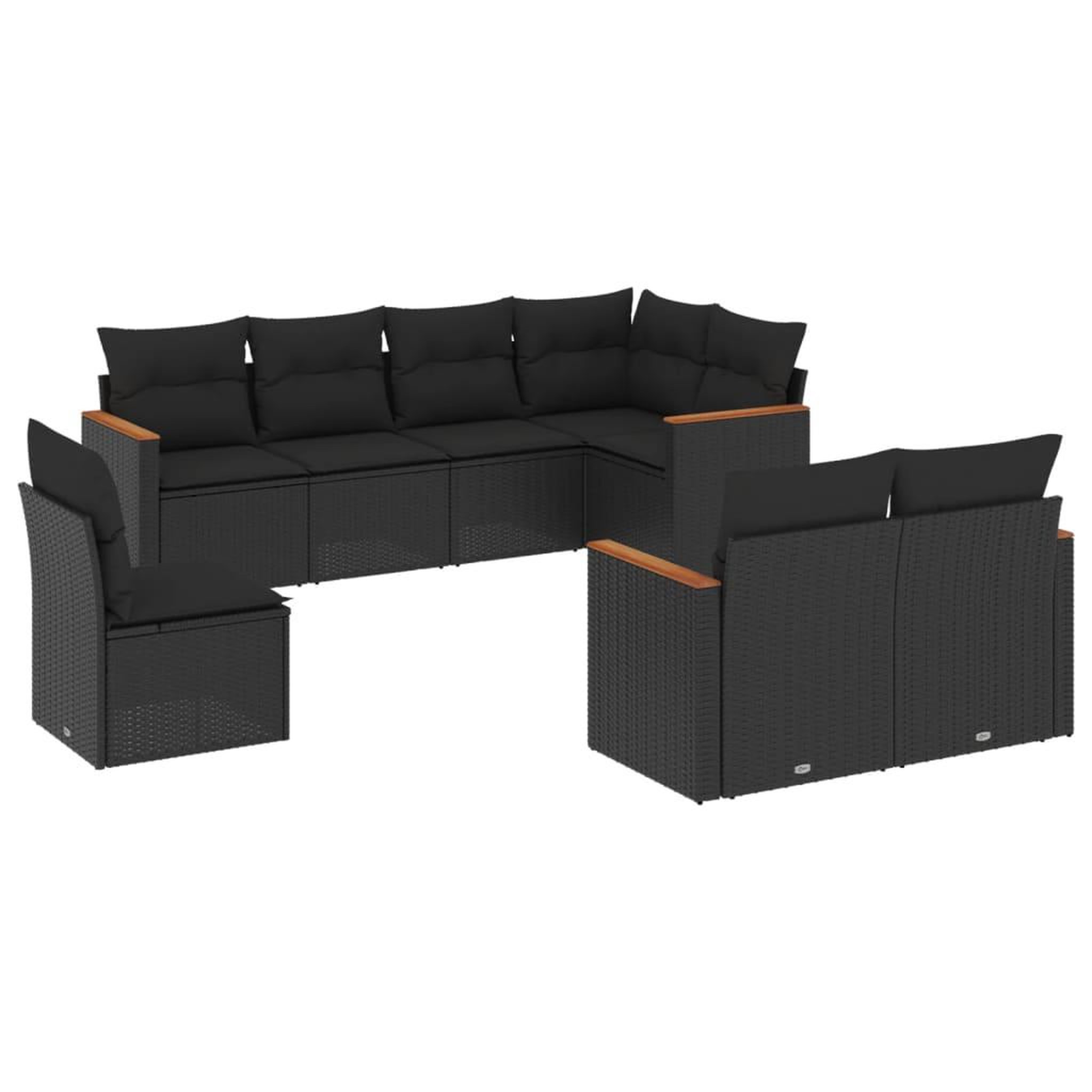 Voir la diapositive 2 : VIDAXL Salon de jardin 8 pcs avec coussins noir resine tressee