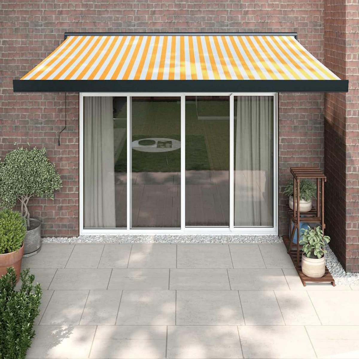VIDAXL Auvent retractable jaune et blanc 3x2,5 m tissu et aluminium