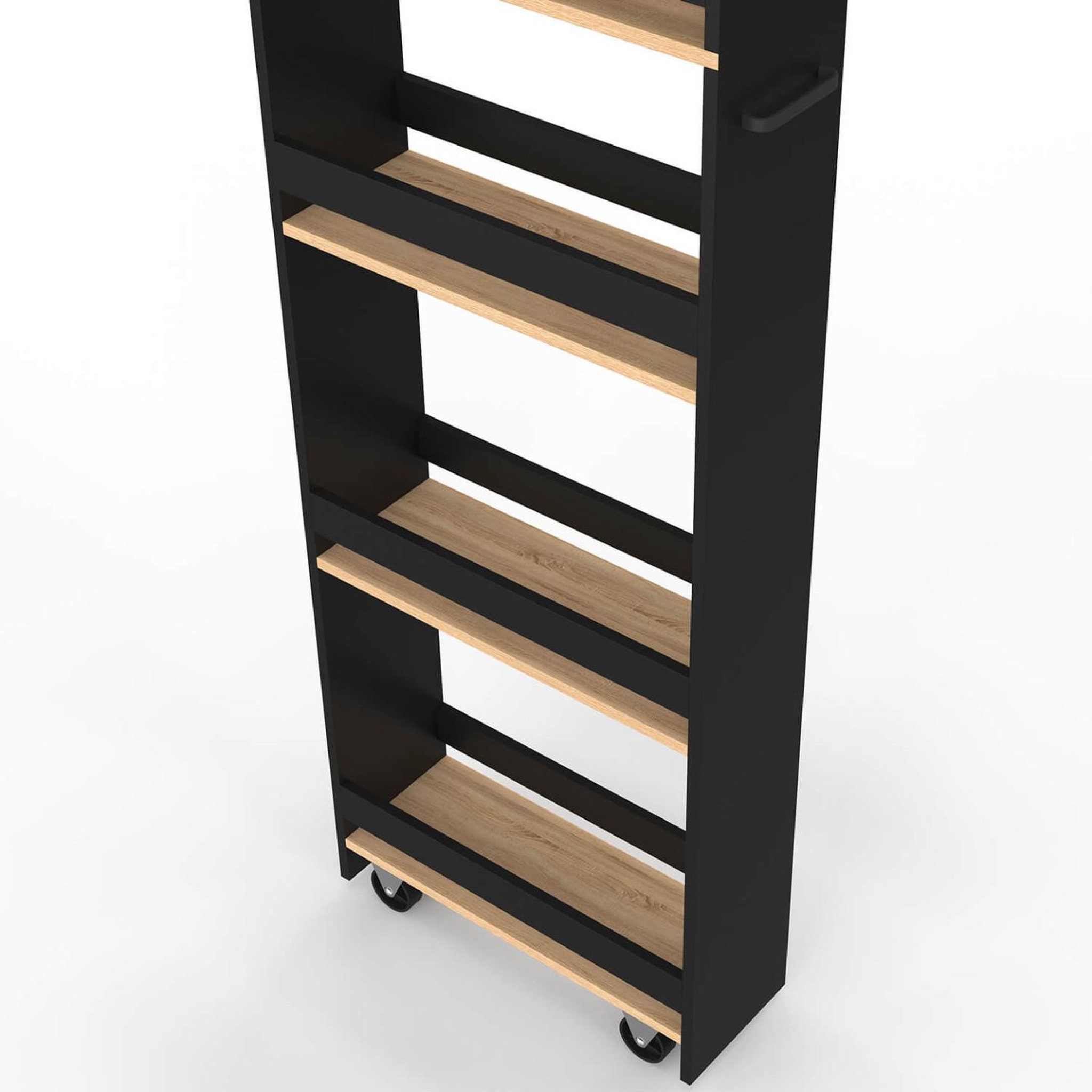 Voir la diapositive 5 : ID MARKET Desserte de cuisine gain de place haga chariot de rangement à 6 étages noir et façon hêtre h. 177 cm