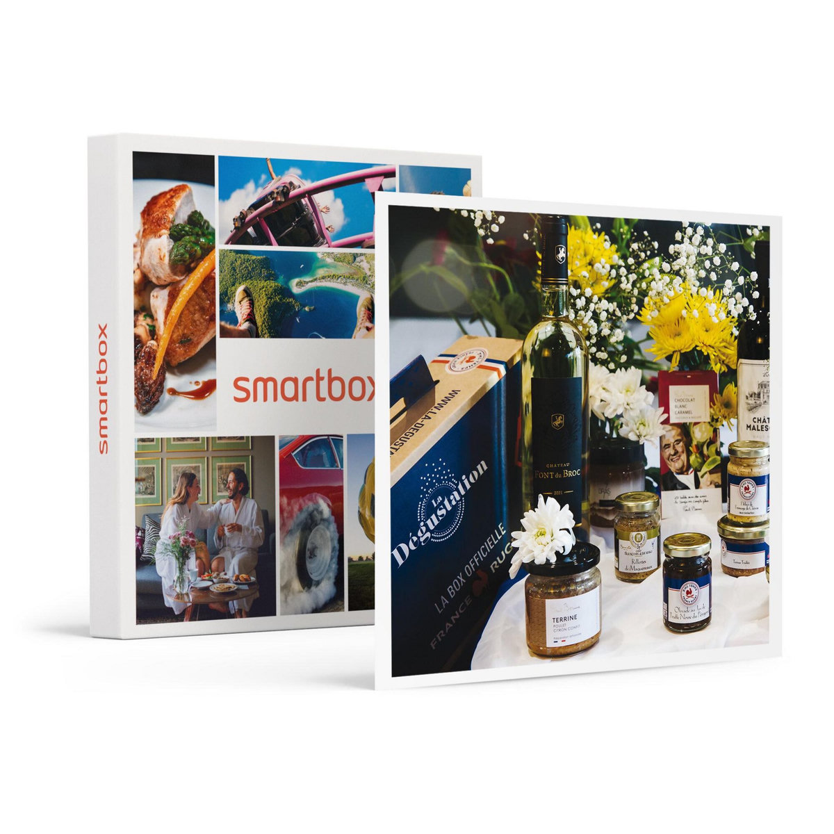 Smartbox Coffret L'Essai : 9 délices gourmet et 2 bouteilles de vin livrés à domicile - Coffret Cadeau Gastronomie