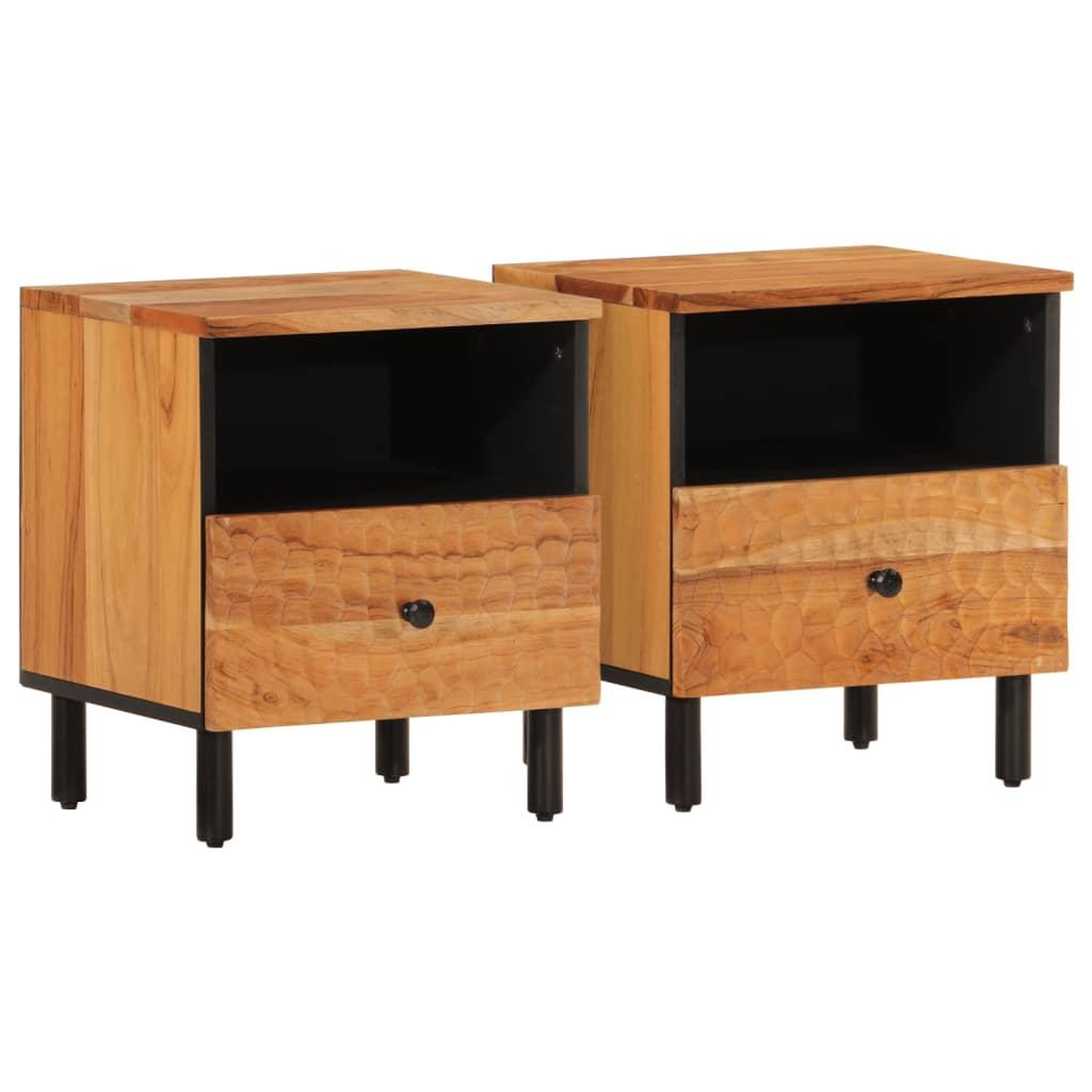 Voir la diapositive 2 : VIDAXL Tables de chevet 2 pcs 40x33x46 cm Bois d'acacia massif