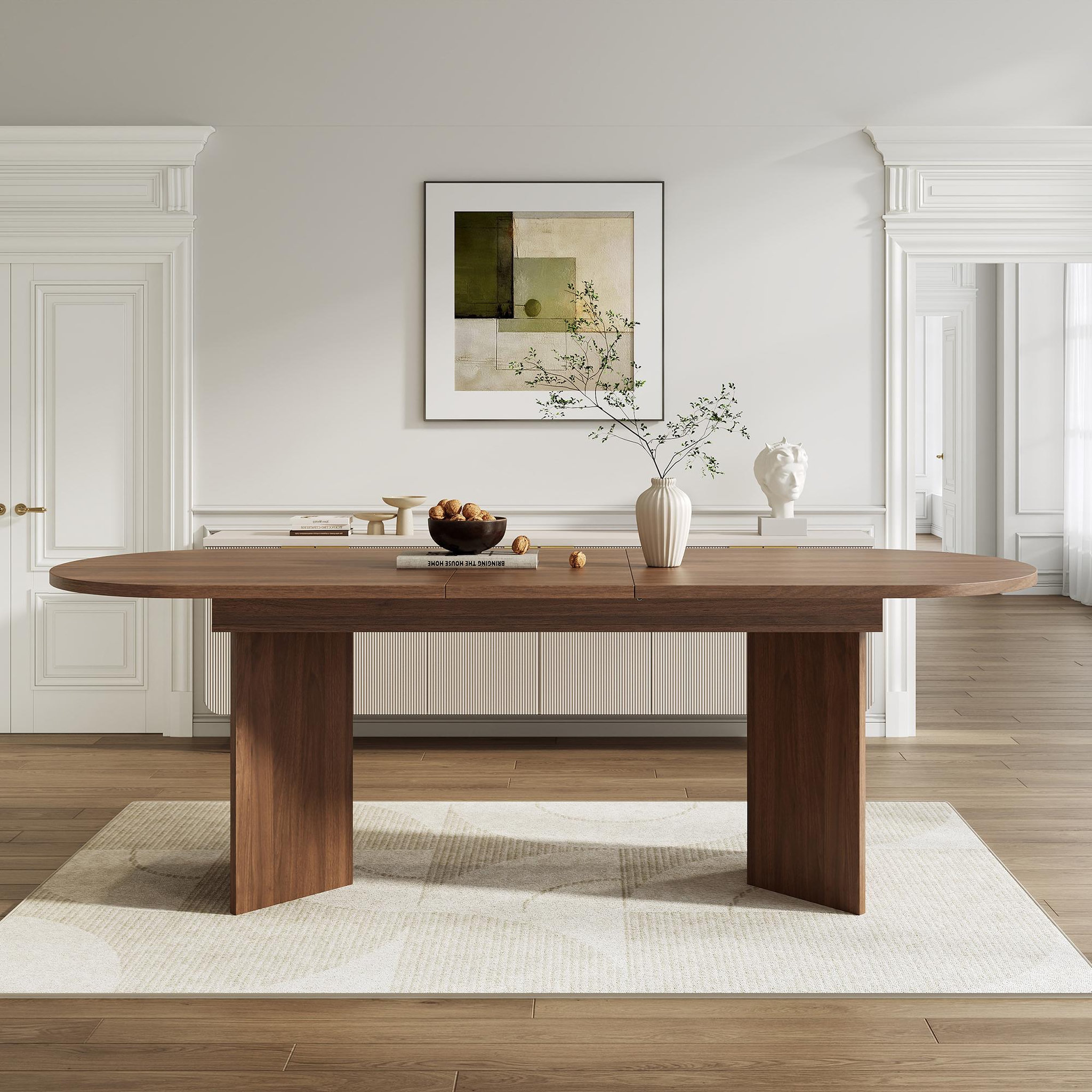 Voir la diapositive 2 : MERAX Table à manger extensible 160/200x90 cm pour 6-8 personnes avec plateau épais
