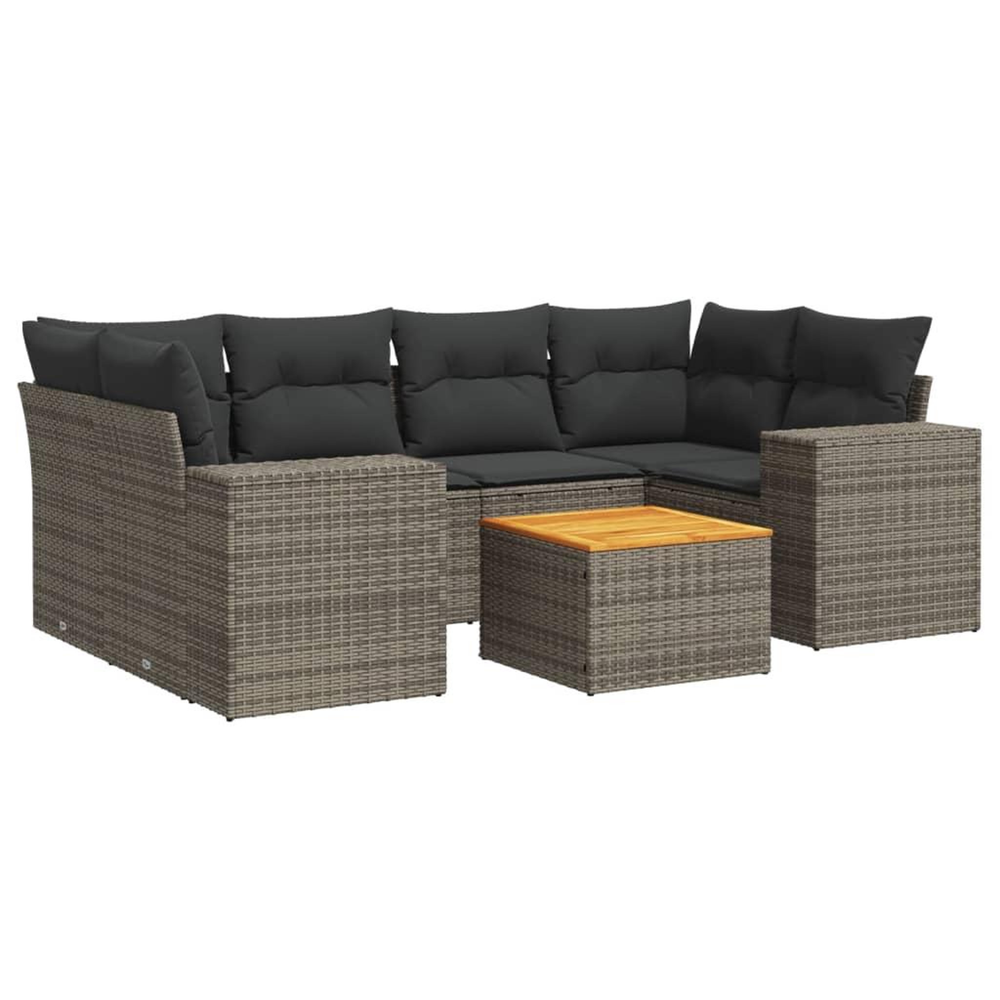 Voir la diapositive 2 : VIDAXL Salon de jardin avec coussins 7 pcs gris resine tressee