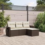 VIDAXL Salon de jardin 4 pcs avec coussins marron resine tressee