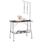 VIDAXL Table de toilettage reglable de chiens avec 2 boucles et panier