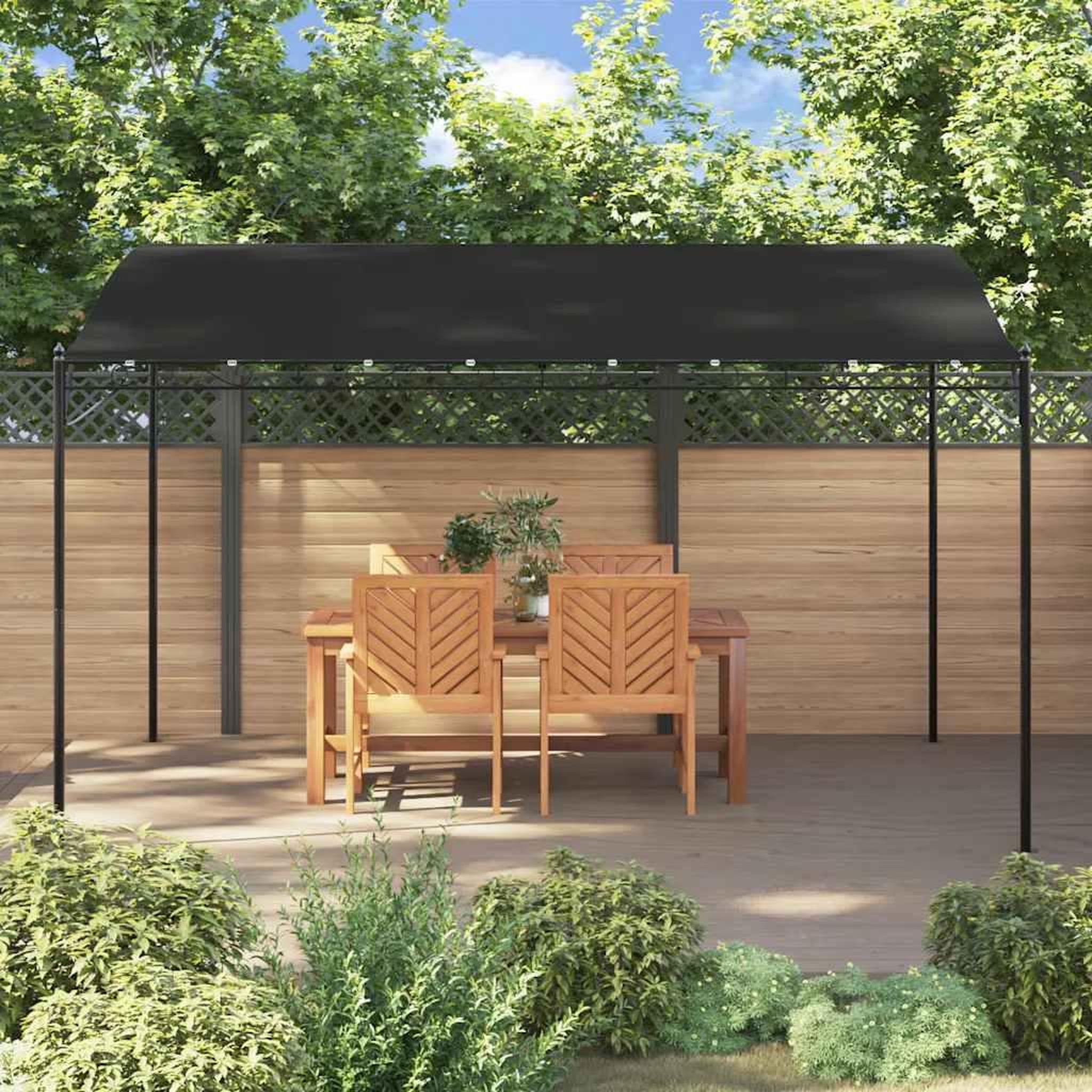Voir la diapositive 3 : VIDAXL Auvent anthracite 4x3 m 180 g/m^2 tissu et acier