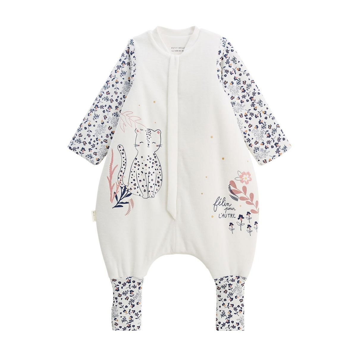 Petit Béguin Turbulette TOG 2 en velours avec pieds retroussables et manches amovibles Céleste