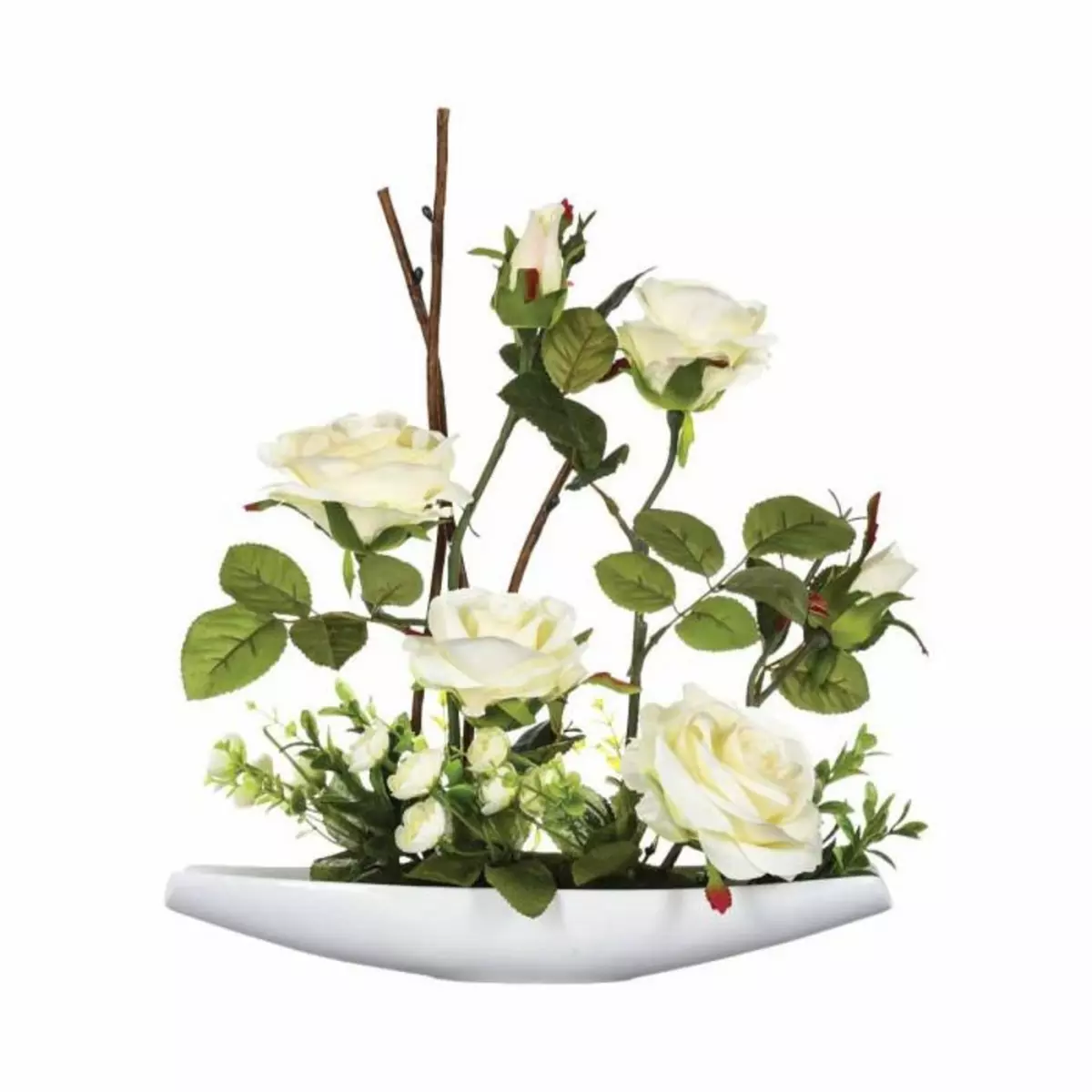 ATMOSPHERA Composition Florale  Rose  36cm Blanc