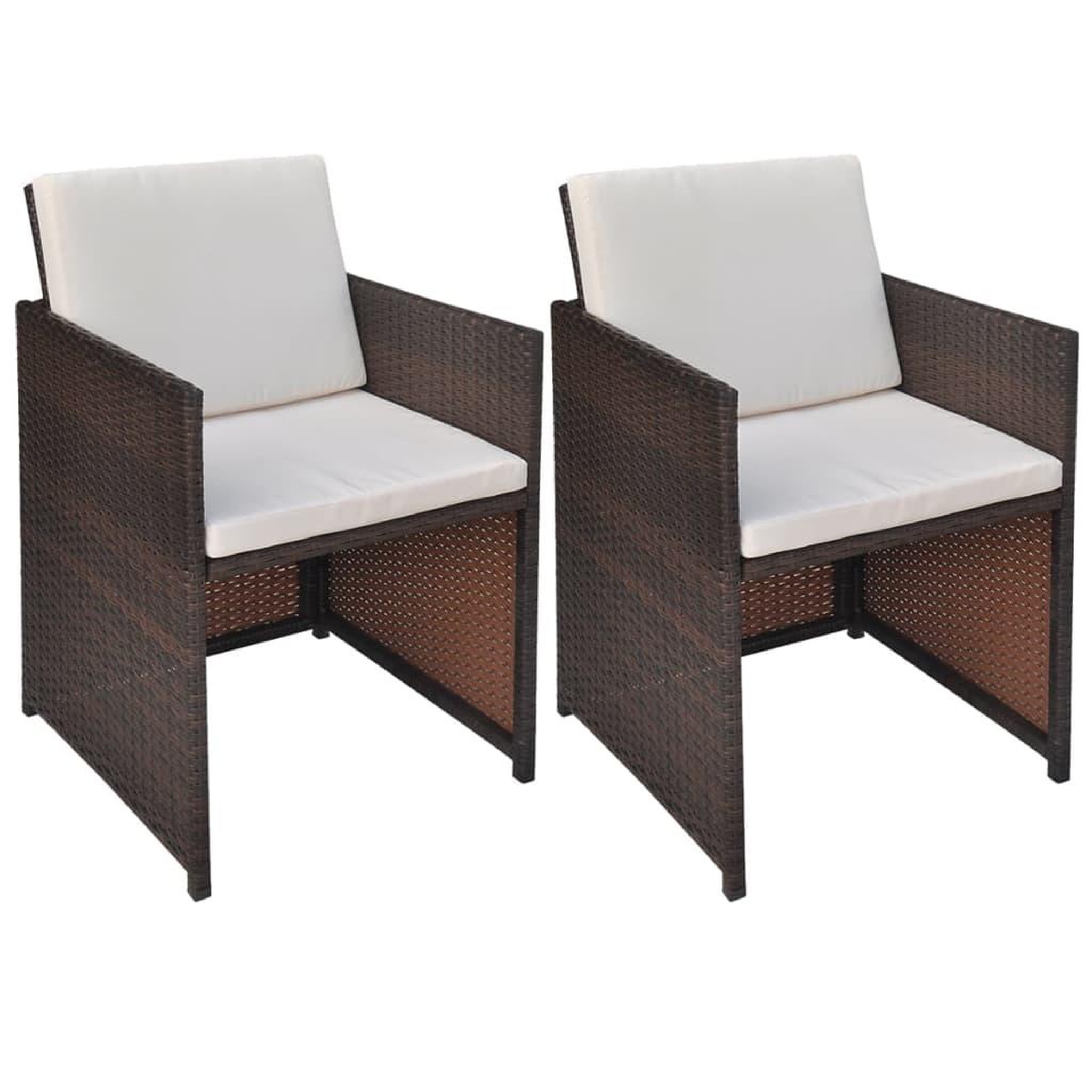 VIDAXL Chaises de jardin lot de 2 avec coussins Resine tressee Marron