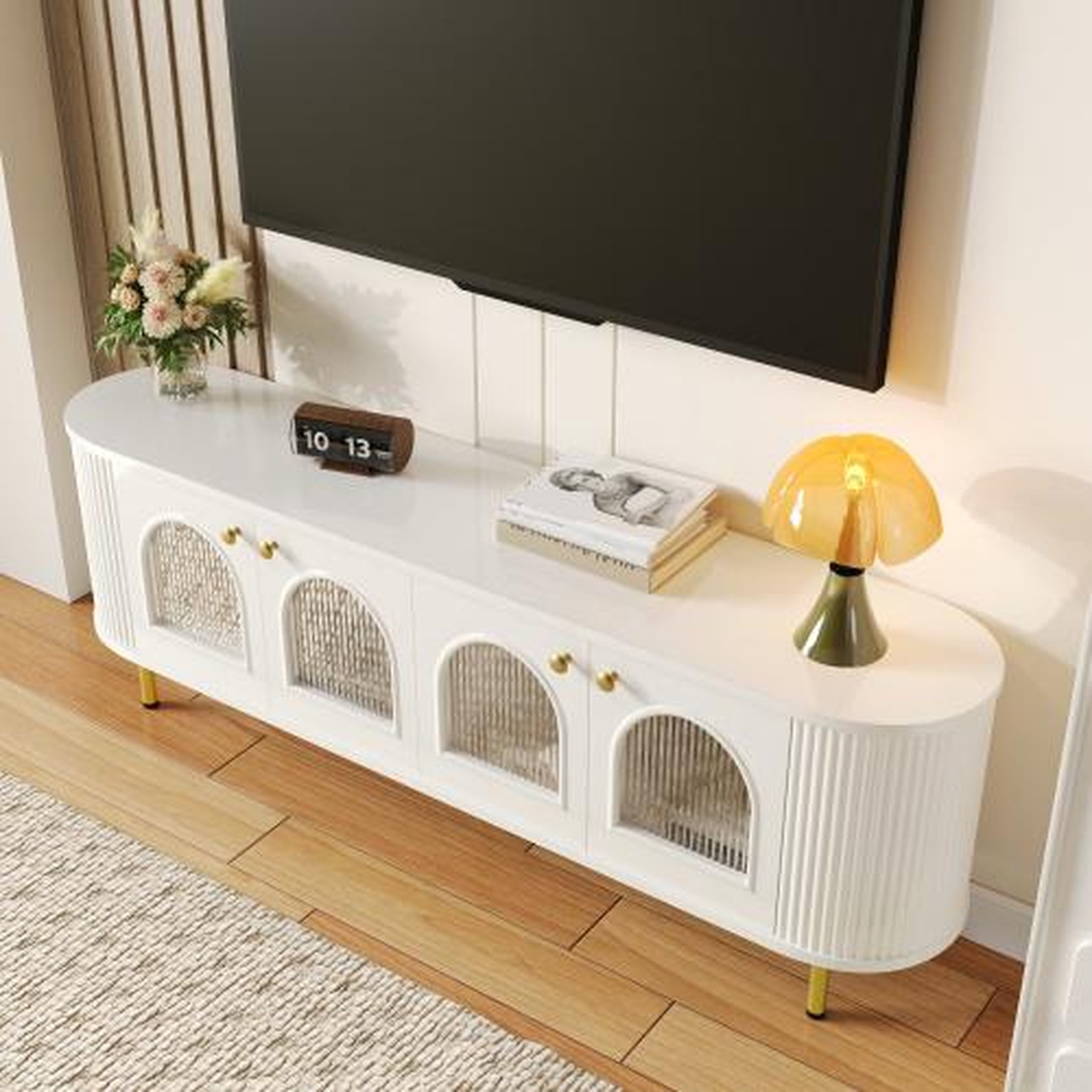 Voir la diapositive 4 : MERAX Meuble tv blanc 170 cm mdf