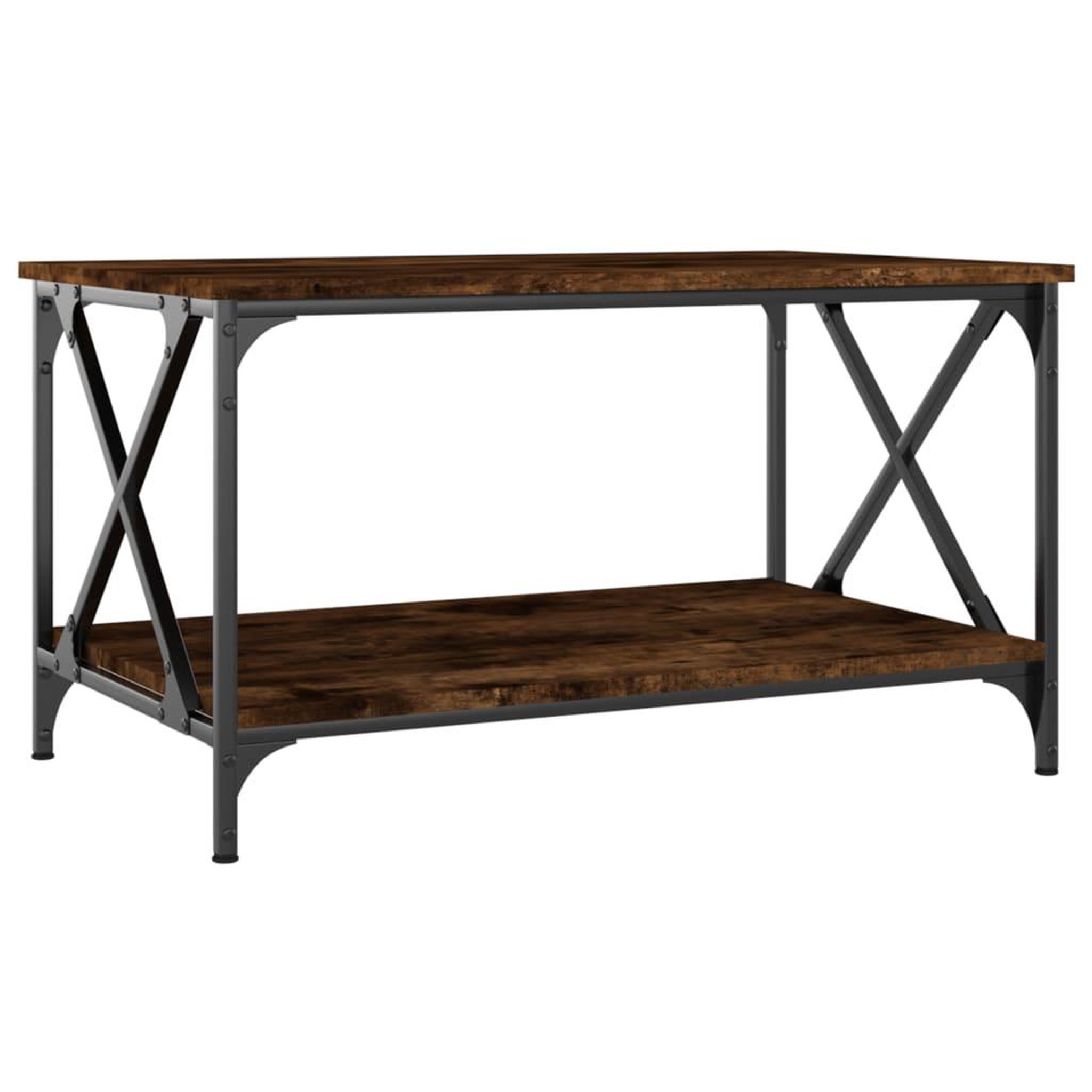 Voir la diapositive 2 : VIDAXL Table basse Chene fume 80x50x45 cm Bois d'ingenierie et fer