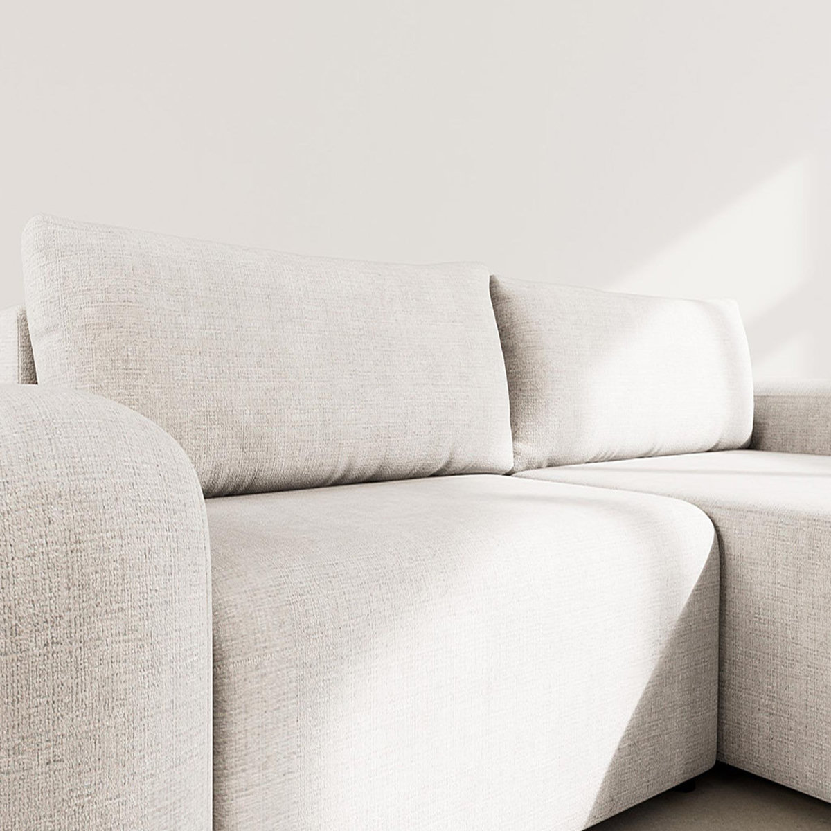 BEST MOBILIER Rebecca - canapé d'angle droit 4 places convertible avec coffre en velours texturé