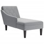 Voir la diapositive 1 : VIDAXL Fauteuil long avec coussin et accoudoir droit gris clair tissu