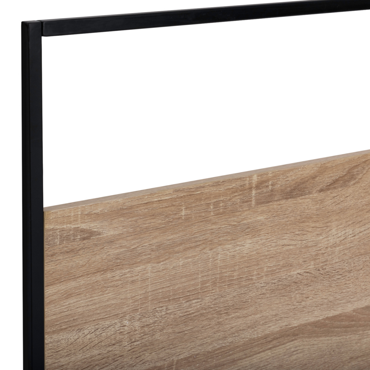 ID MARKET Tête de lit avec fixations murales DETROIT 145 cm bois et métal noir design industriel