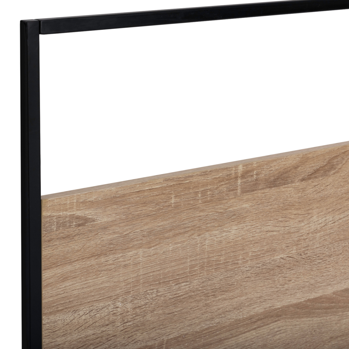 ID MARKET Tête de lit avec fixations murales DETROIT 145 cm bois et métal noir design industriel