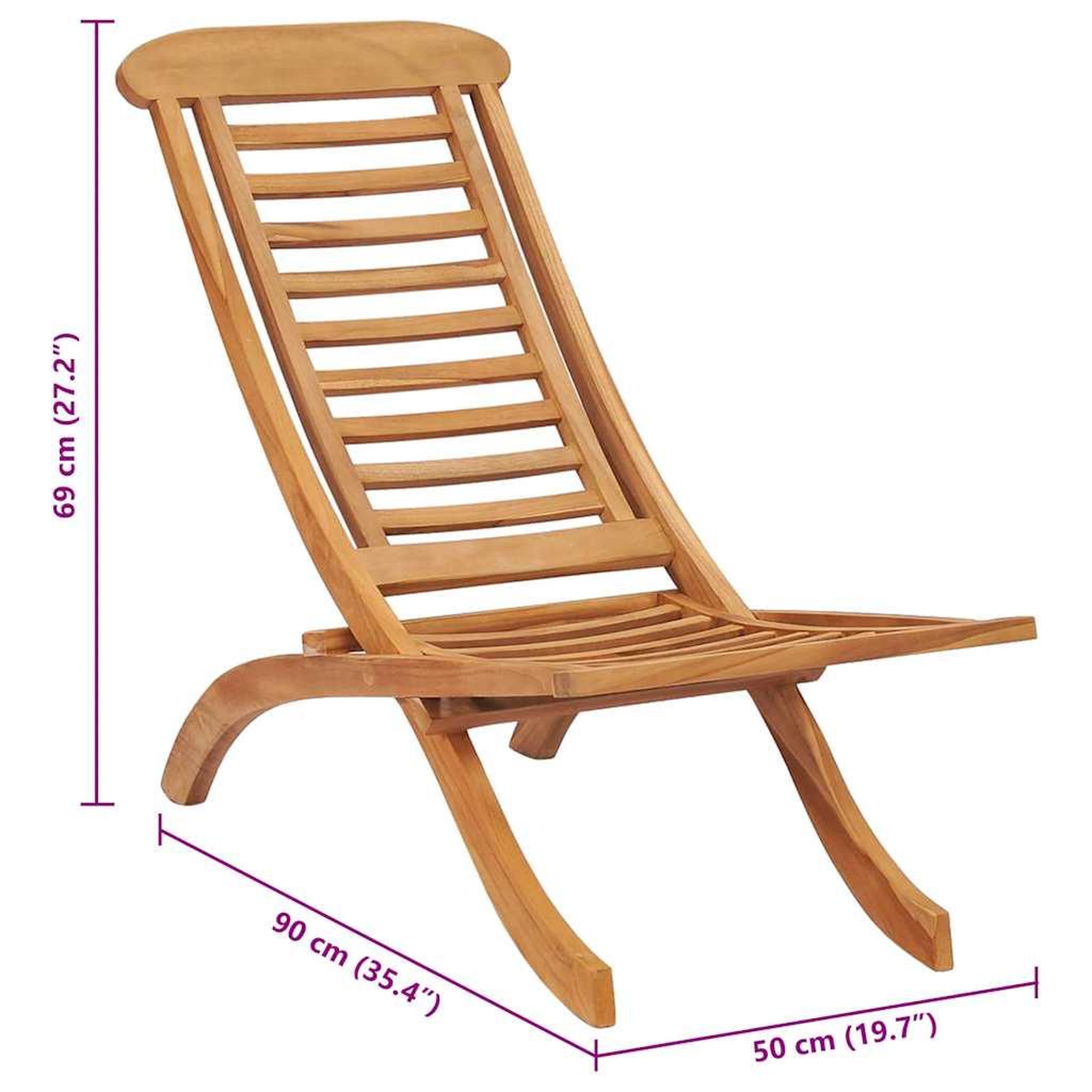 Voir la diapositive 6 : VIDAXL Chaise pliante 50x90x69 cm en bois massif de teck