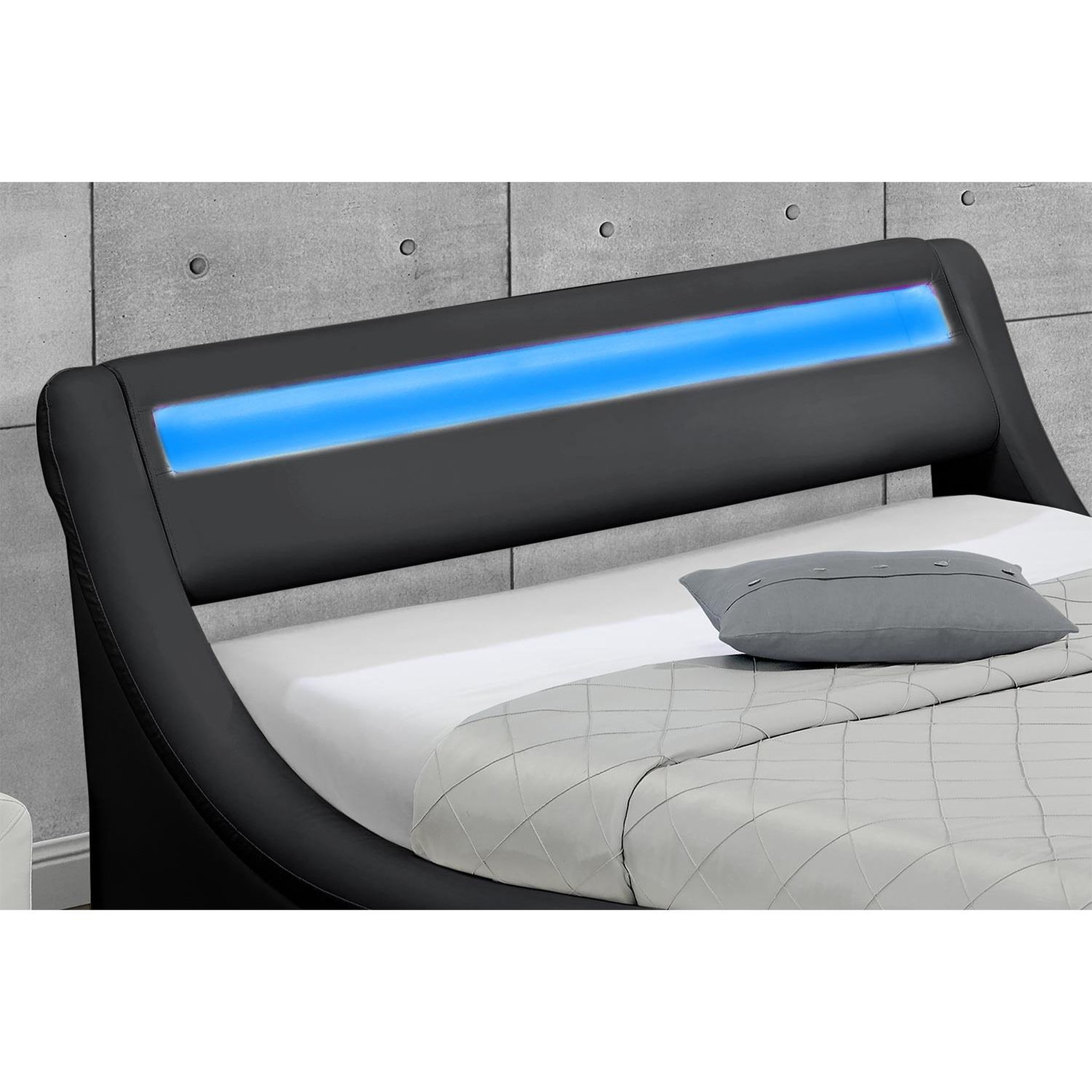 Voir la diapositive 5 : CONCEPT USINE Lit coffre avec led 140 x 190 cm noir portland