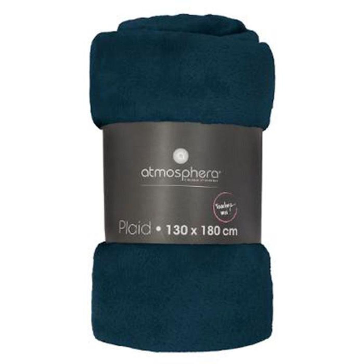 ATMOSPHERA Grand plaid en flanelle uni - 180x130 cm - Bleu foncé