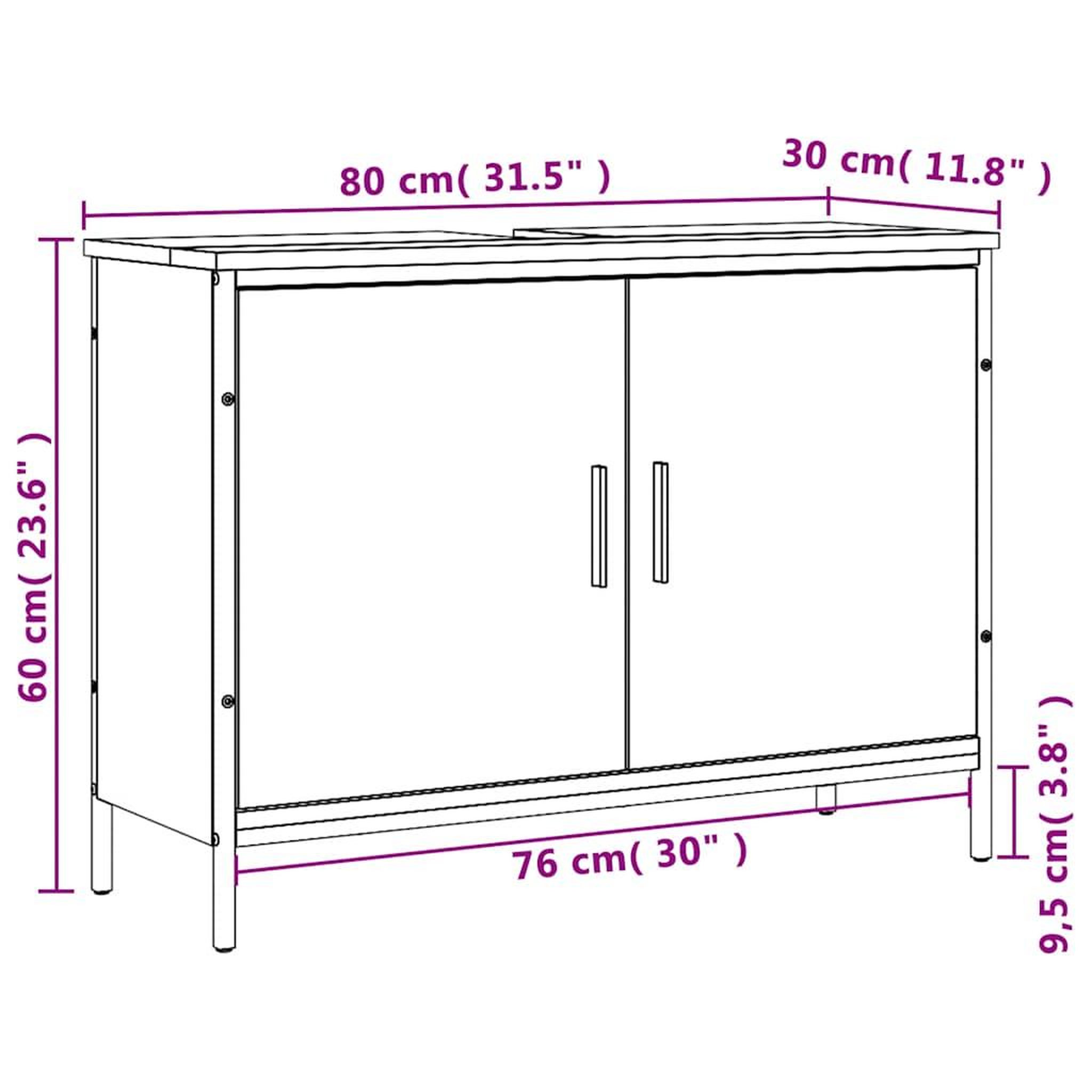 Voir la diapositive 6 : VIDAXL Armoire lavabo de salle de bain noir 80x30x60 cm
