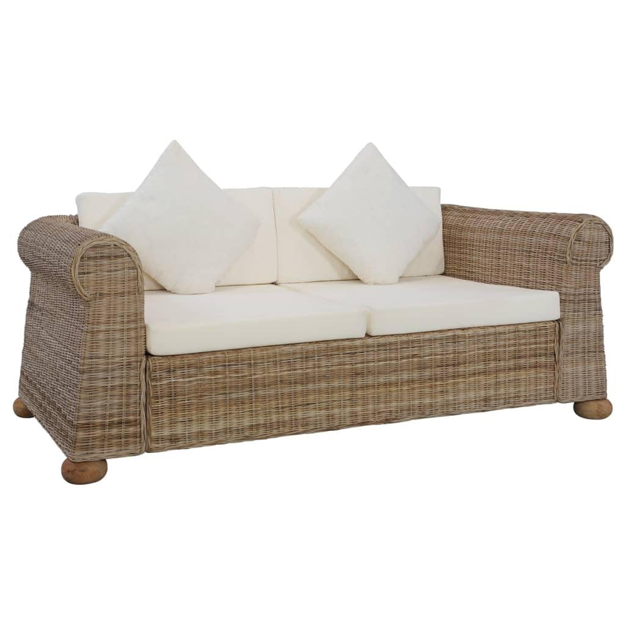 Voir la diapositive 1 : VIDAXL Canape a 2 places avec coussins Rotin naturel