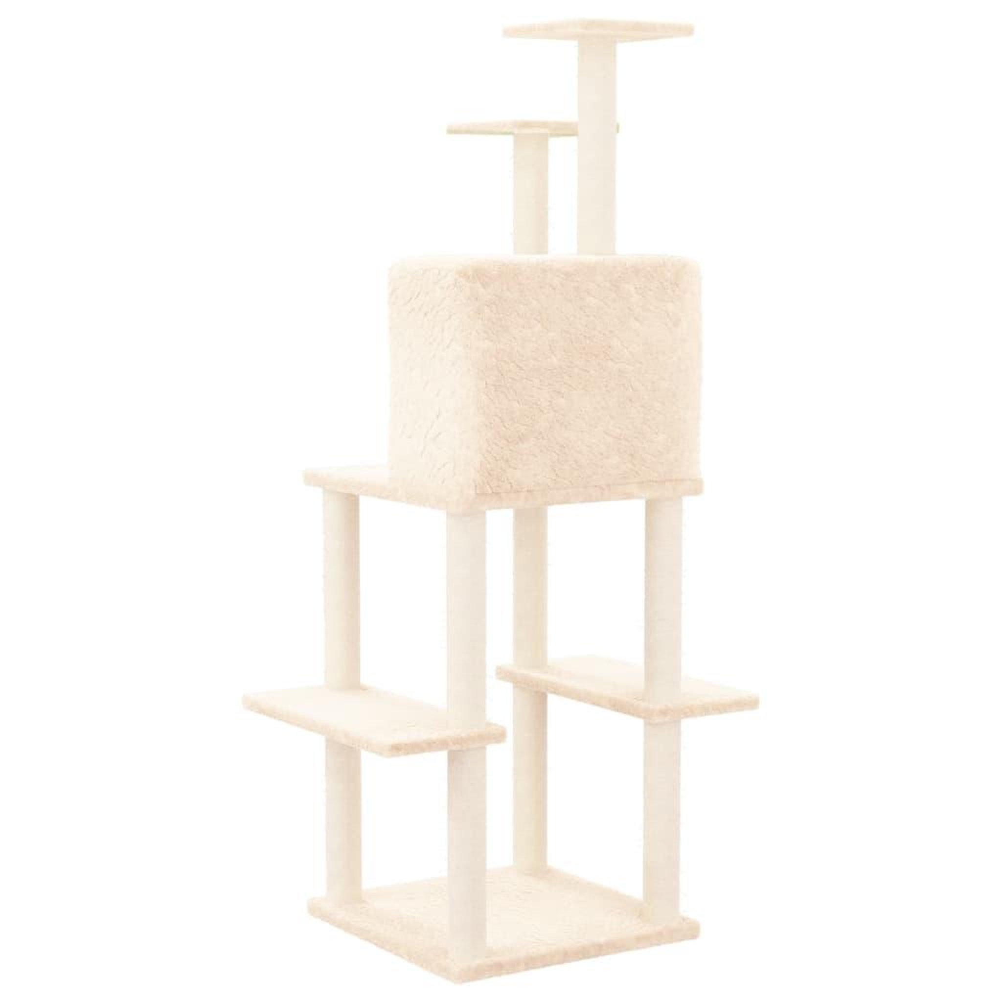 Voir la diapositive 5 : VIDAXL Arbre a chat avec griffoirs en sisal Creme 144,5 cm