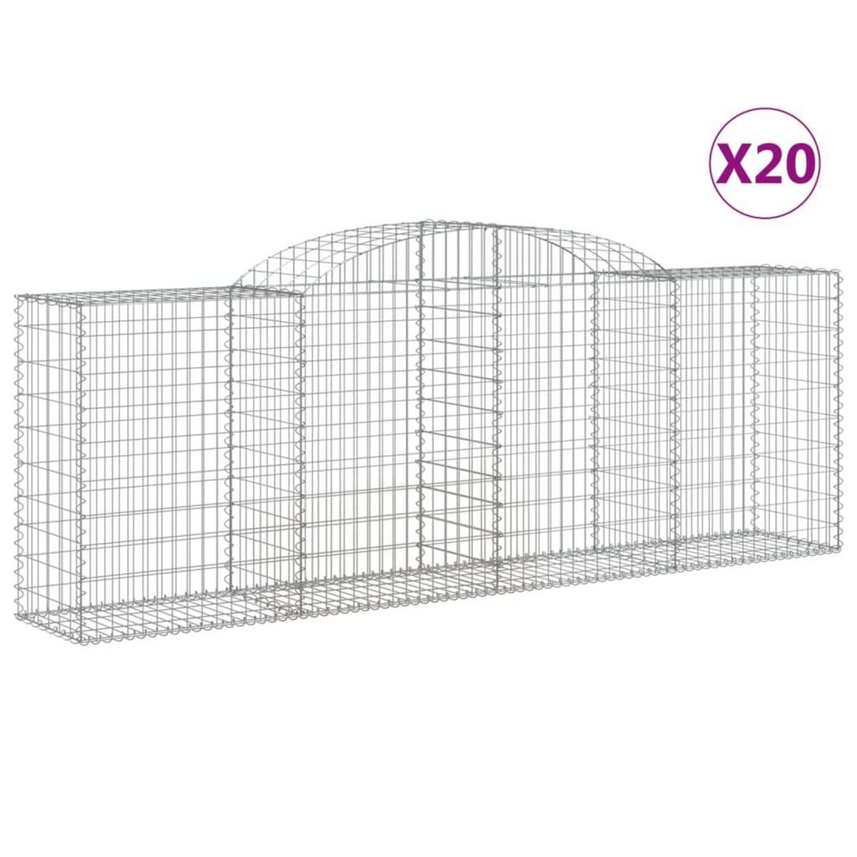 VIDAXL Paniers a gabions arques 20 pcs 300x50x100/120 cm fer galvanise
