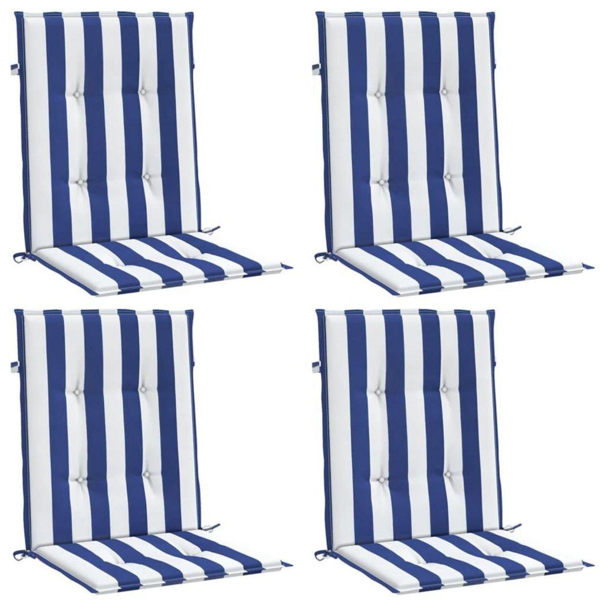 VIDAXL Coussins de chaise a dossier bas lot de 4 rayures bleu et blanc
