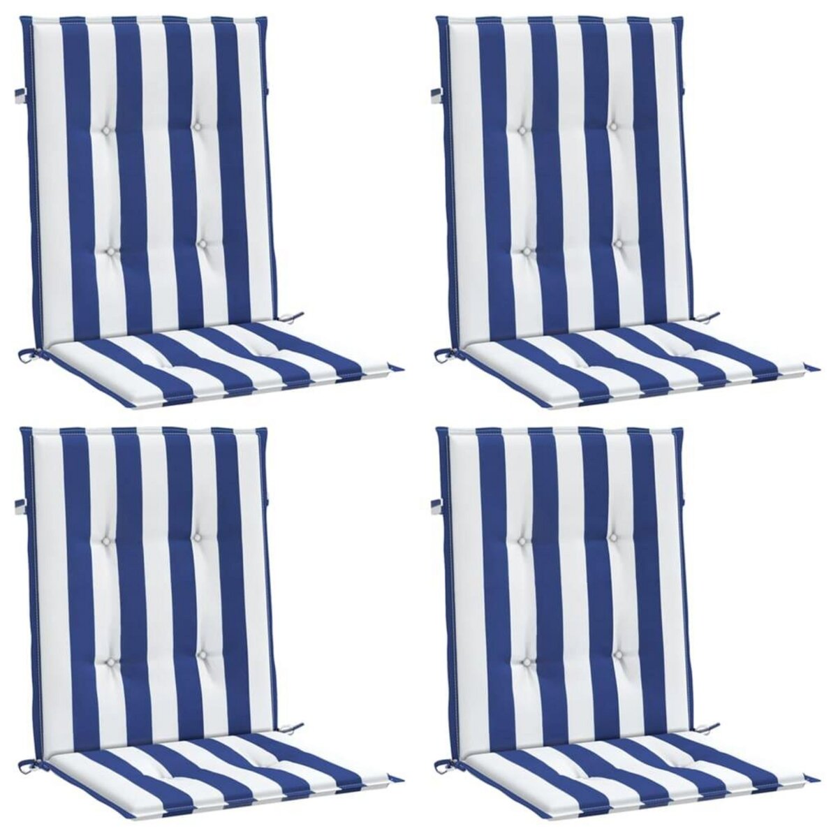 VIDAXL Coussins de chaise a dossier bas lot de 4 rayures bleu et blanc