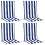 Voir la diapositive 3 : VIDAXL Coussins de chaise a dossier bas lot de 4 rayures bleu et blanc