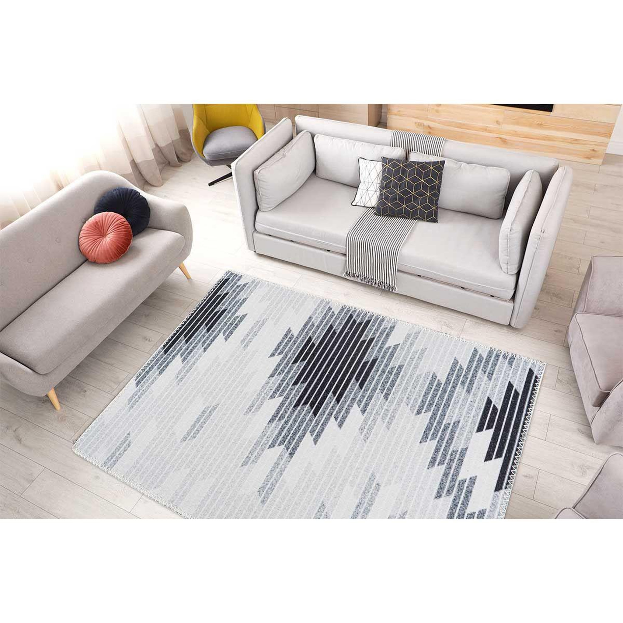 Voir la diapositive 4 : Paris Prix Tapis tissé imprimé à poils plats  maya v  gris