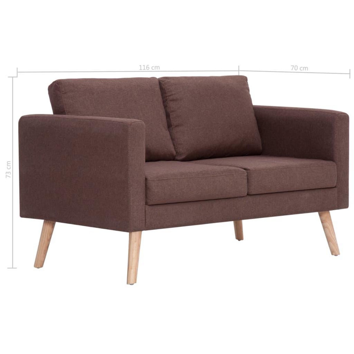 VIDAXL Canape a 2 places Tissu Marron