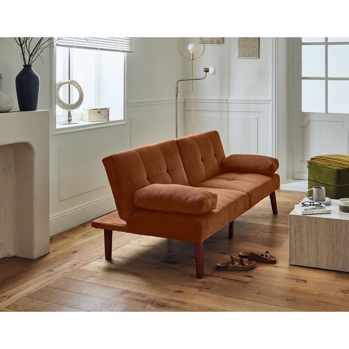 BEST MOBILIER Philae - canapé convertible clic-clac 2 places - velours côtelé