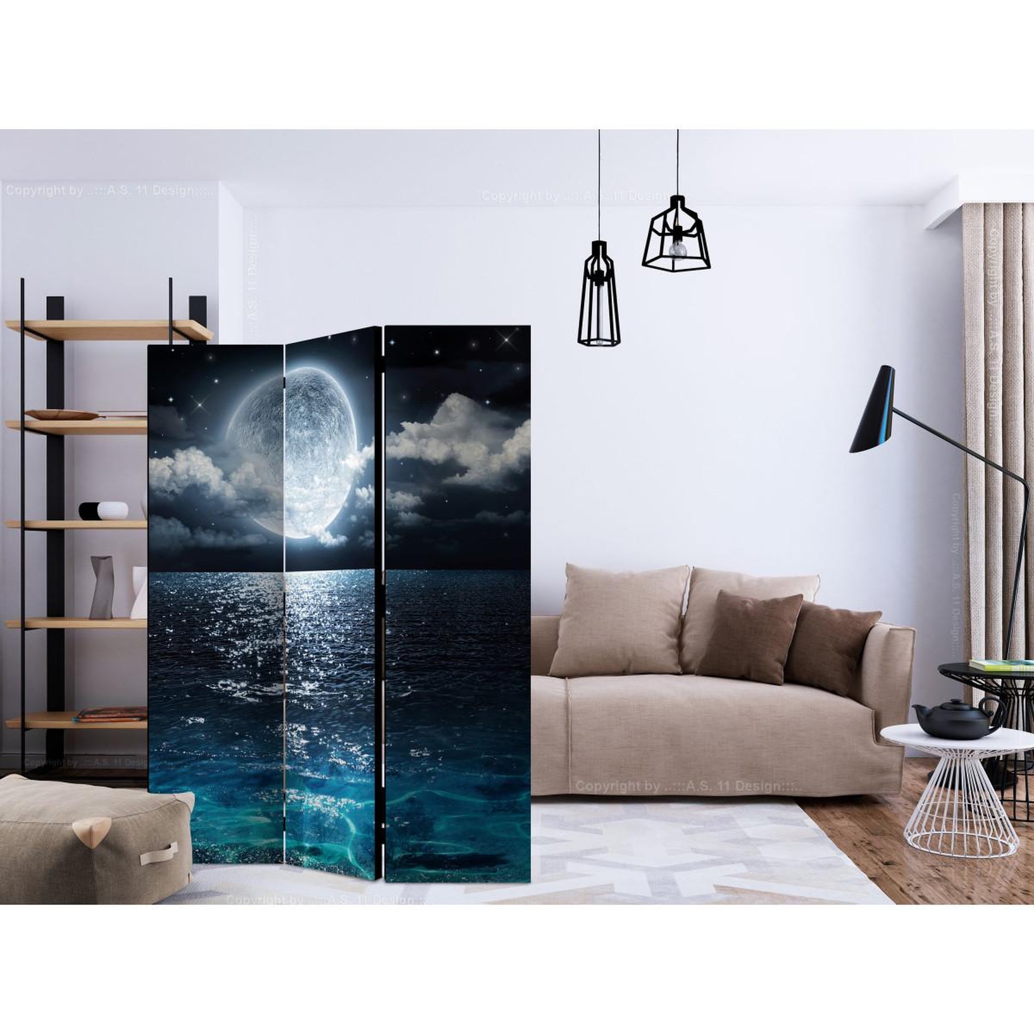 Voir la diapositive 2 : Paris Prix Paravent 3 volets  blue lagoon  135x172cm