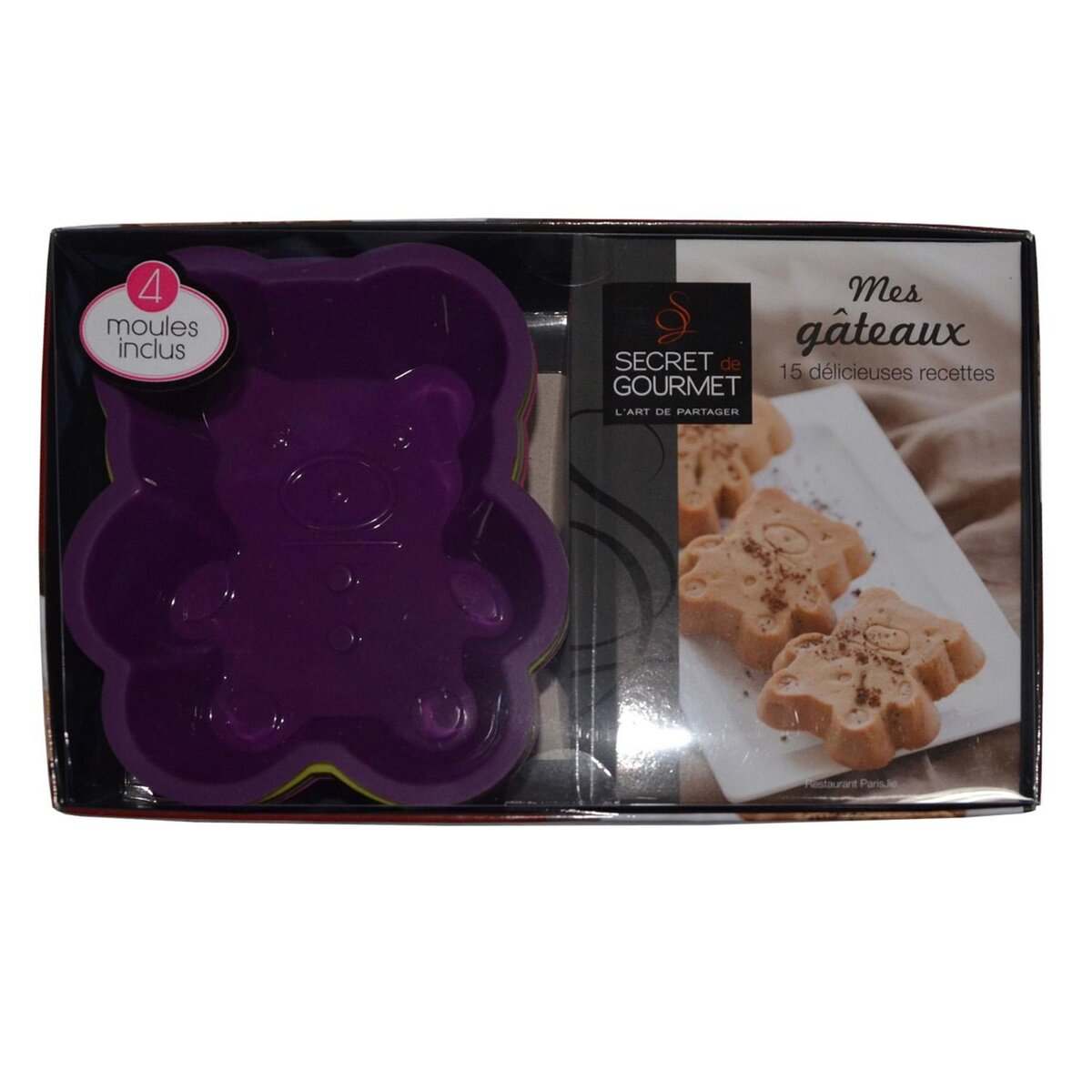 SECRET DE GOURMET Coffret 4 Moules et livre de recettes - Ourson