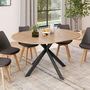 Voir la diapositive 2 : ID MARKET Table à manger extensible ronde ALIX 4-8 personnes pied araignée bois et noir 110-150 cm