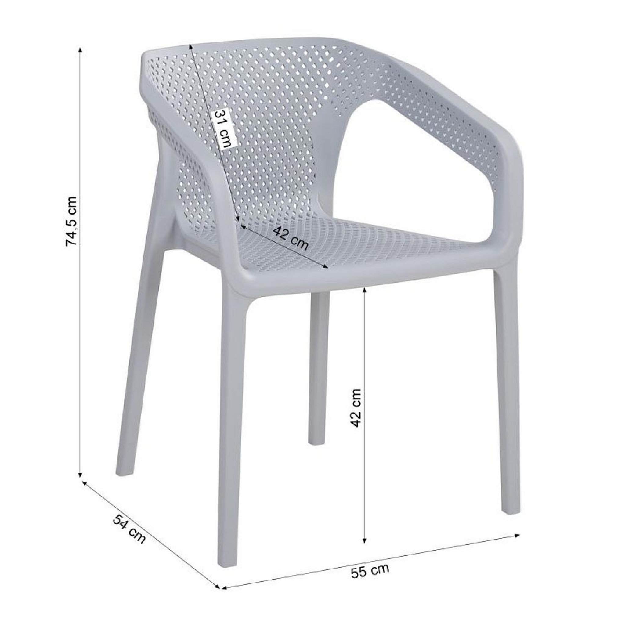 Voir la diapositive 3 : HomeStyle4U Lot de 4 chaises jardin en gris