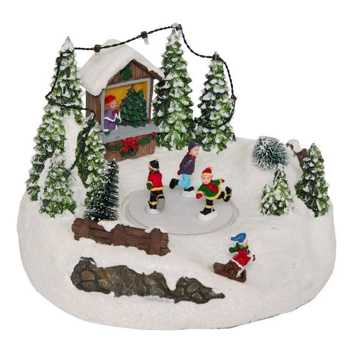 FEERIC LIGHT & CHRISTMAS Village de Noël Patinoire  Montagne  22cm Multicolore