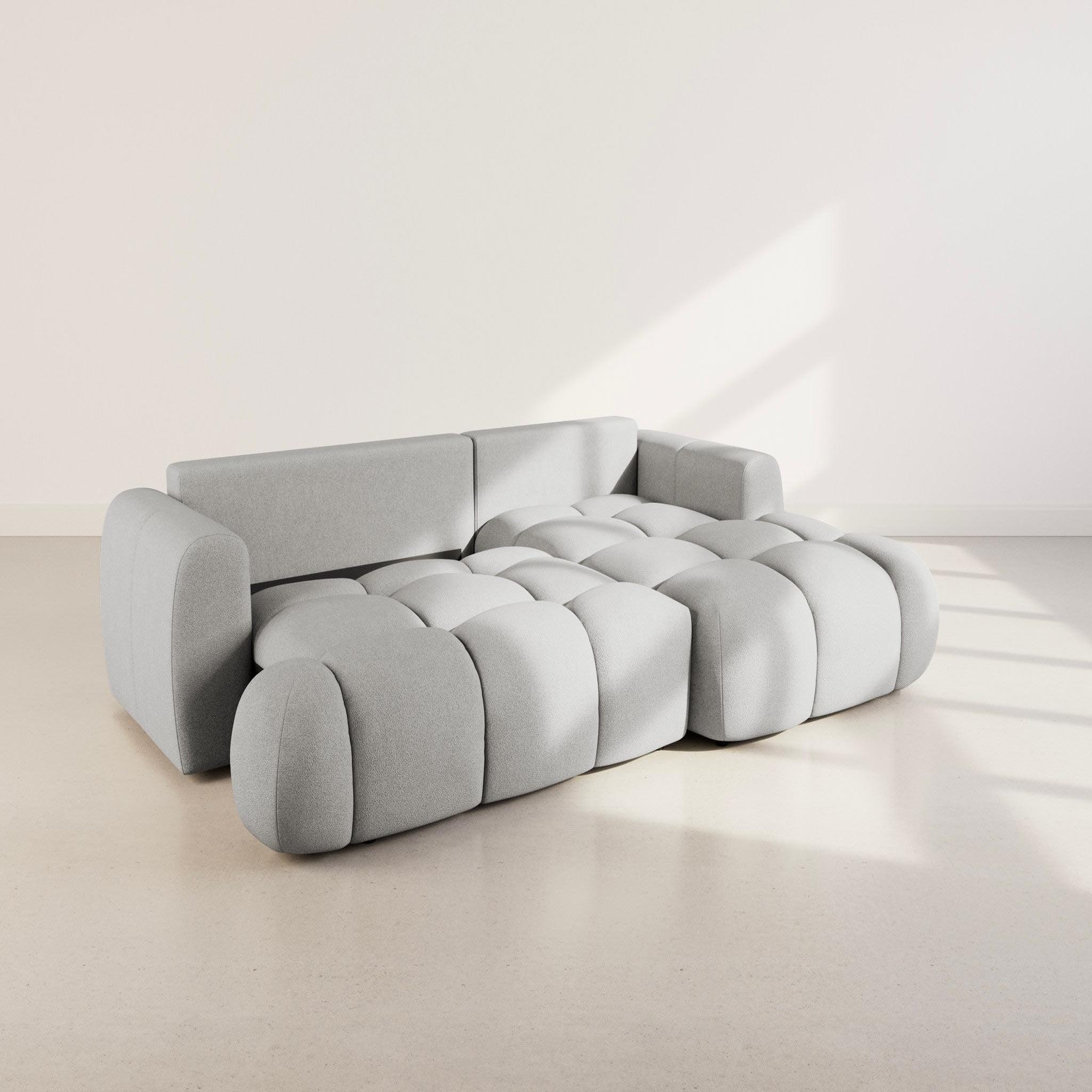 Voir la diapositive 5 : BEST MOBILIER Yulin - canapé d'angle droit 4 places convertible avec coffre en tissu bouclette