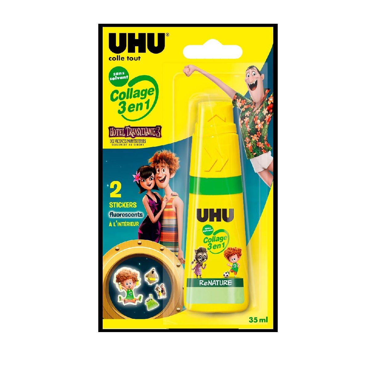 UHU Tube de colle 35g sans solvant collage 3en1 ReNature Hôtel Transylvanie