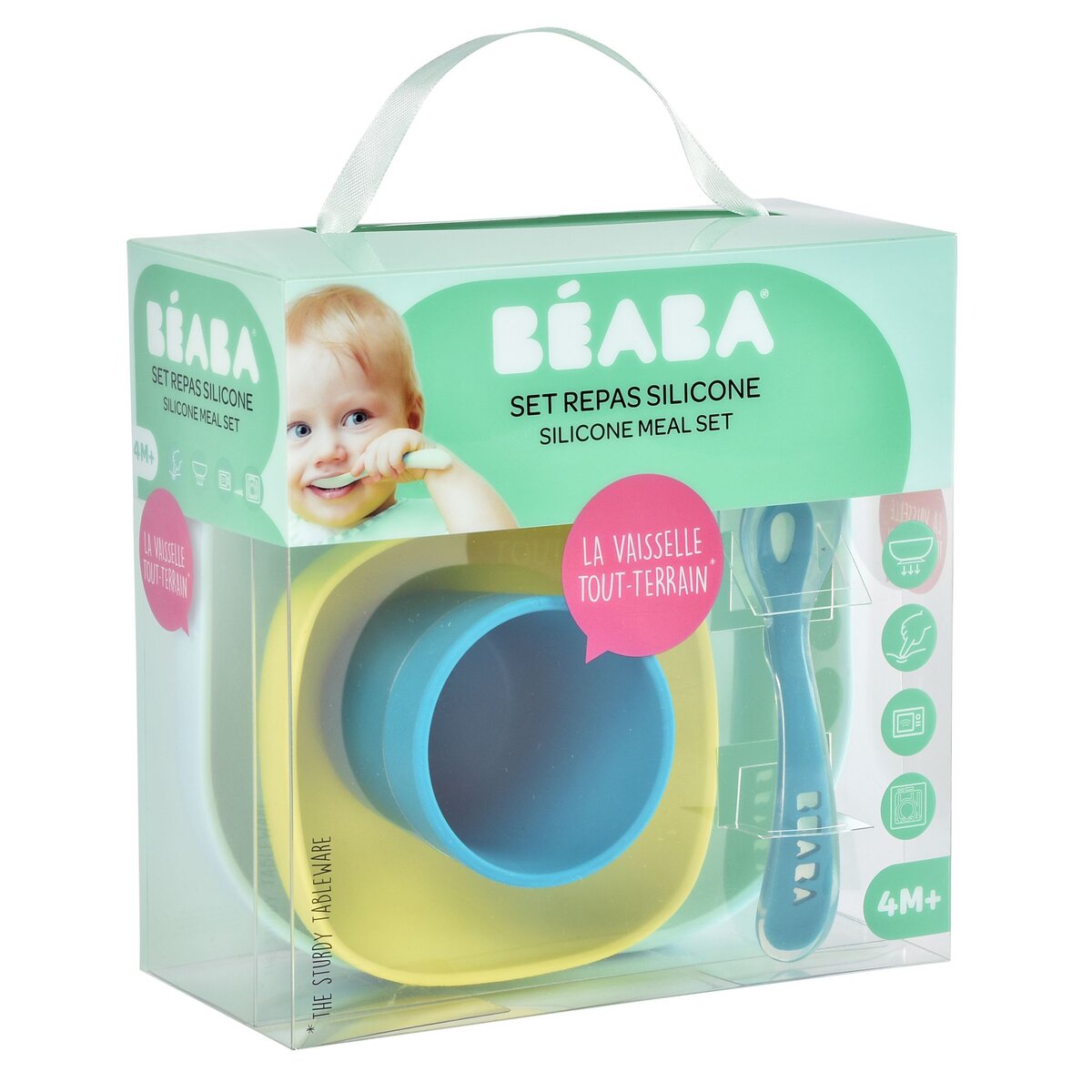 BEABA Set vaisselle silicone 4 pièces - bleu