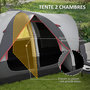 Voir la diapositive 6 : OUTSUNNY Tente de camping familiale 6-8 pers. double toit étanche 2 000 mm moustiquaire sac de tranport gris