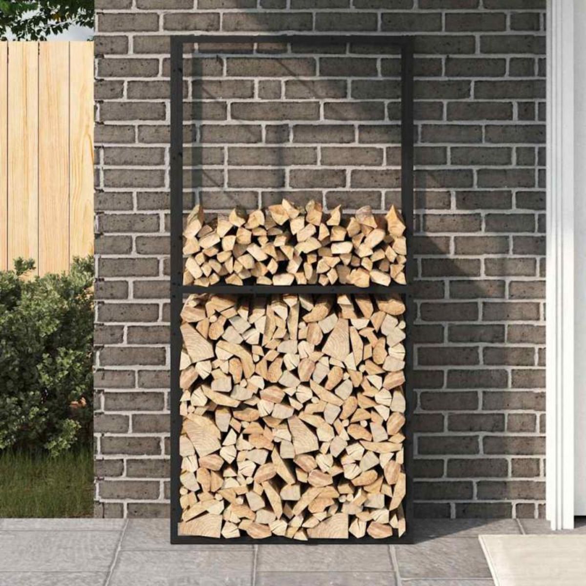 VIDAXL Portant de bois de chauffage noir 100x30x209 cm acier