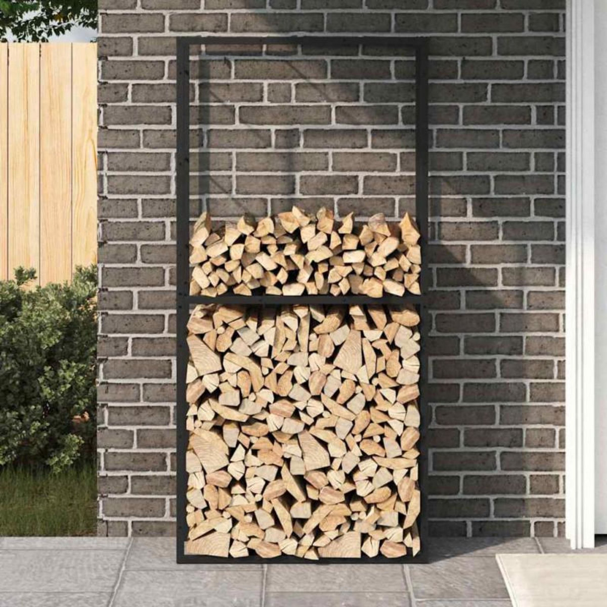VIDAXL Portant de bois de chauffage noir 100x30x209 cm acier